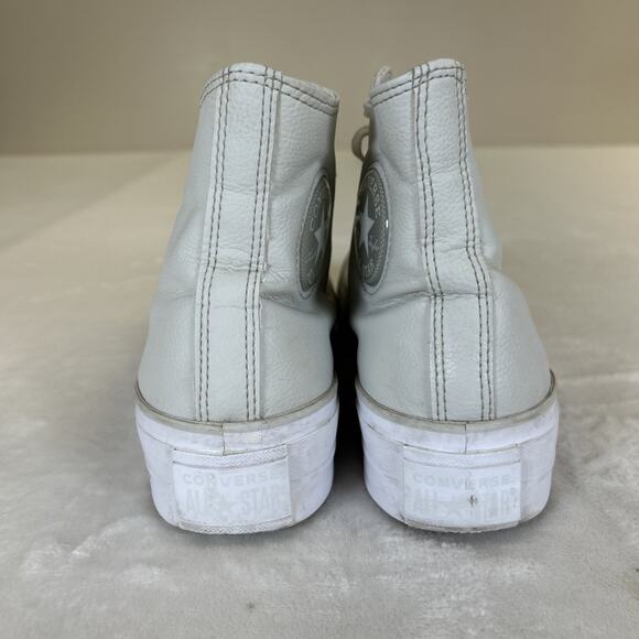 Converse Chuck Taylor All Star Lift High-top Platform Faux Leather Light Bone 10 - Picture 5 of 11
